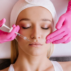 Patient relaxing as she receives BOTOX